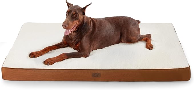 Bedsure Jumbo Dog Bed for Large Dogs - XXL Orthopedic Waterproof Dog Beds with Removable Washable Cover, Egg Crate Foam Pet Bed MatDark Khaki