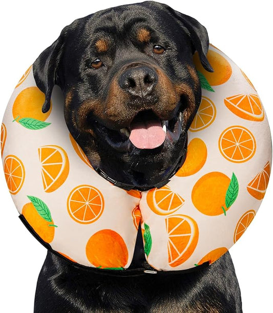 Dog Cone Collar for Small Medium Large Dogs for After Surgery, Pet Inflatable Neck Donut Collar Soft Protective Recovery Cone for Dogs and Cats - Alternative E Collar Does Not Block Vision - Orange,XL