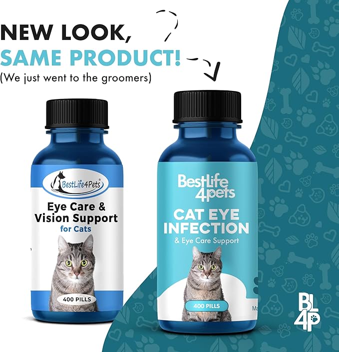 Eye Care and Vision Support for Cats - Holistic Kitten Eye Infection Treatment Helps with Conjunctivitis, Swelling, Discharge and More. Easy to Use Pills Relieve the Cat Eye Drops Struggle