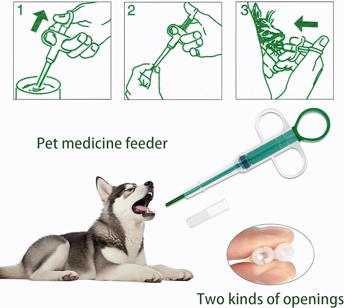 3PCS Pet Pill Shooter Plunger Popper for Small Cats Dogs Soft Tip Tablet Syringe Pusher Animal Medicine Medical Feeding Tool Accessories for Animals