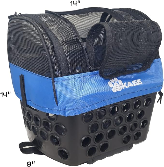 BiKase Pet Carrier Cover for Bike Basket - Comfort Mat Included, Ideal for Dog and Cat Bike Rides, Soft-Sided Ventilated Dog Bike Basket