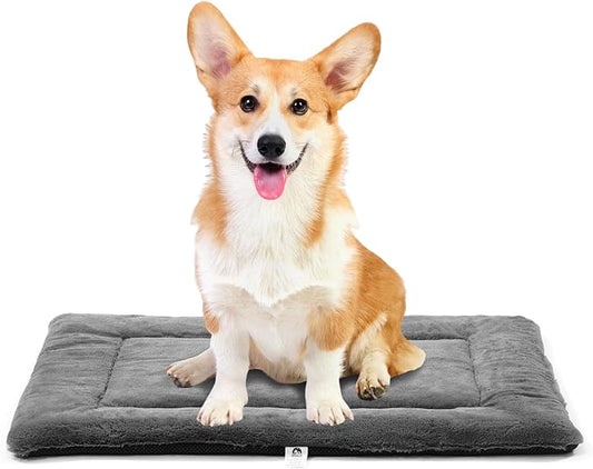 Dog Beds Crate Pad for Medium Dogs, Cat Bed Washable Dog Crate Pad Dog Bed Mat Washable Dog Beds Anti-Slip & Anti-Scratch Pet Sleeping Mat (Grey, M)