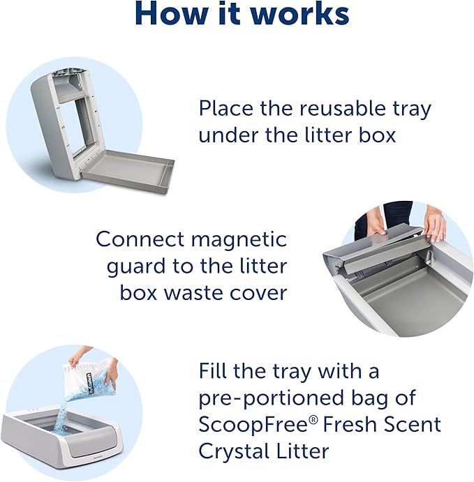 Official PetSafe ScoopFree Complete Reusable Tray - Includes 4.3 lb of Premium Blue Crystal Litter - Compatible with All PetSafe ScoopFree Complete Automatic Self Cleaning Litter Box System