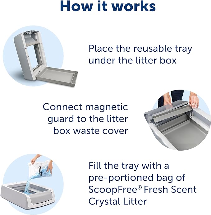 Official PetSafe ScoopFree Complete Reusable Tray - Includes 4.3 lb of Premium Blue Crystal Litter - Compatible with All PetSafe ScoopFree Complete Automatic Self Cleaning Litter Box System