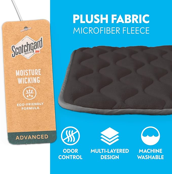 Paw Inspired Washable Padded Crate Mats for Dogs | 23” x 17” Pad, Fits 24-inch Kennels | Leakproof, Waterproof Bottom, Plush Pet Beds (Gray)
