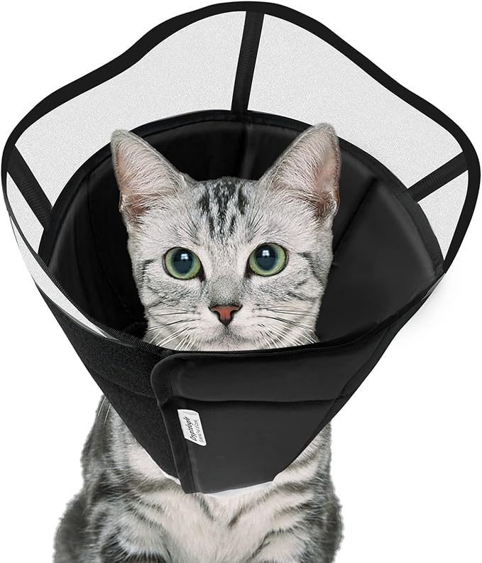 Soft Dog Cone for Dogs After Surgery, Breathable Pet Recovery Collar for Large Medium Small Dogs and Cats, Adjustable Dog Cone Collar, Elizabethan Collar (XS, Black)