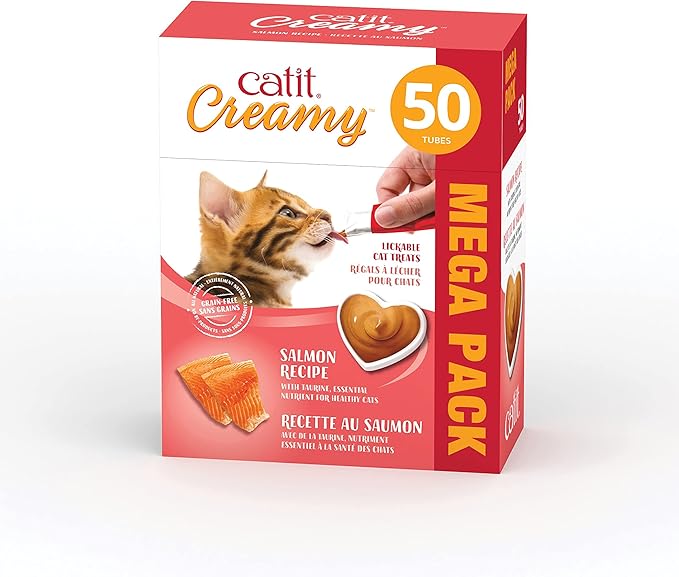 Catit Creamy Lickable Cat Treat, Healthy Cat Treat, Salmon, 50 Pack