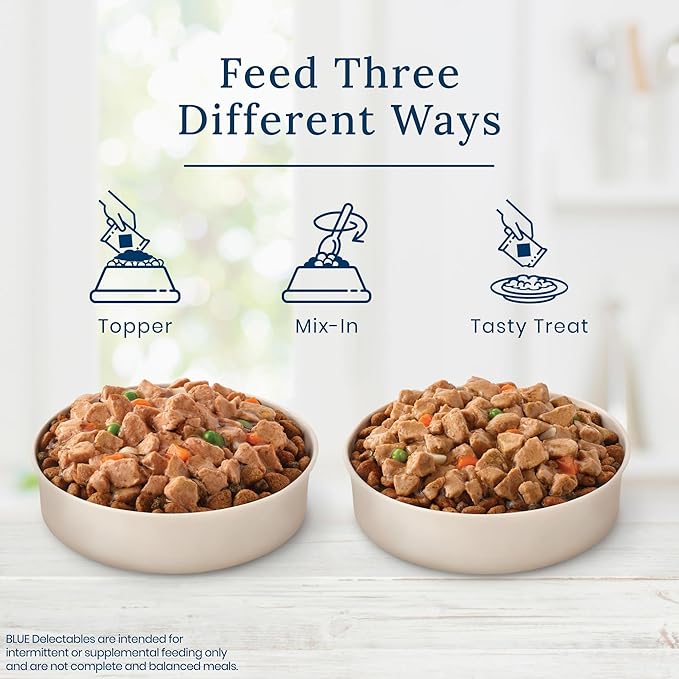 Blue Buffalo Delectables Natural Wet Dog Food Topper Variety Pack, Lamb & Turkey Dinner 3-oz (12 Pack - 6 of Each Flavor)