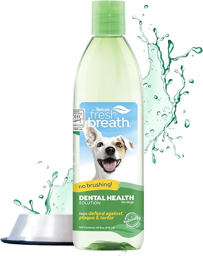 TropiClean Fresh Breath for Dogs | Dog Breath Water Additive | Dental Care | Dog Breath Freshener | Simple Pet Teeth Cleaning | Made in USA | 16 oz