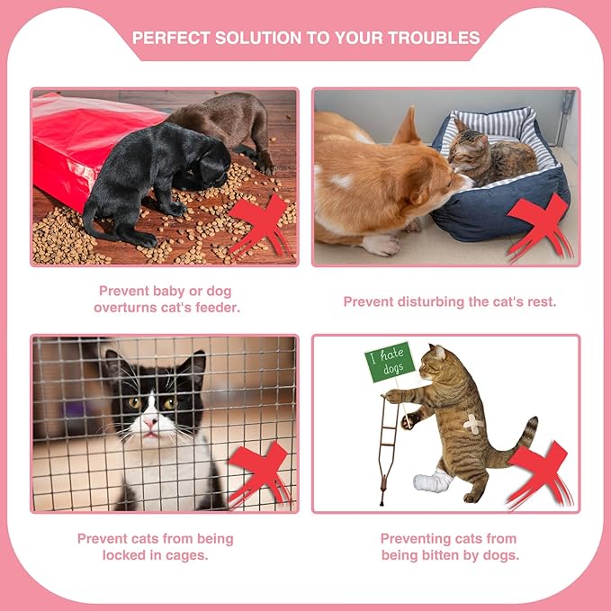 Cat Door Holder Latch Larger Adjustable Cat Door Alternative Fast Latch Strap Let Cats in and Keeps Dogs Out of Litter & Food and Safe Baby Proof No Measuring Easy to Install 3 Pcs Pink