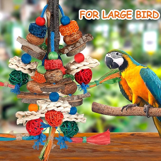 Bird Toys,Parrot Toys Exciting Chewing Fun for Parakeets,Cockatiels,Conures,Lovebirds,African Gray Cockatoos Amazon And Other Small Medium-Sized Parrot Natural Corn Cob Sturdy Nut (old bark)