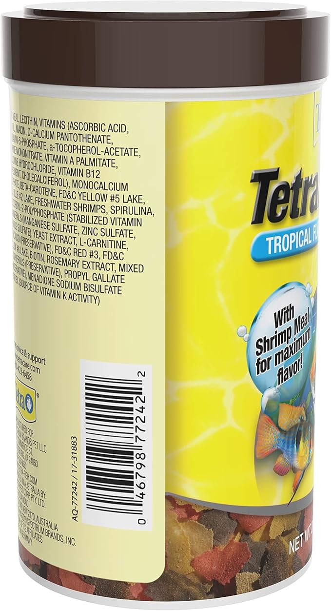 Tetra TetraMin Plus Tropical Flakes 2.2 Ounces, Nutritionally Balanced Fish Food With Added Shrimp