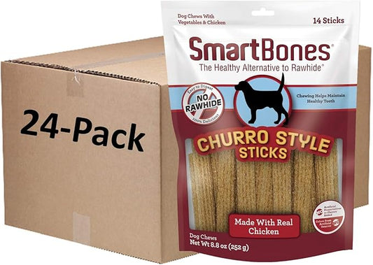 SmartBones No Artificial Colors or Preservatives Churro-Style Chews, Treat Your Dog with Real Chicken and Vegetables