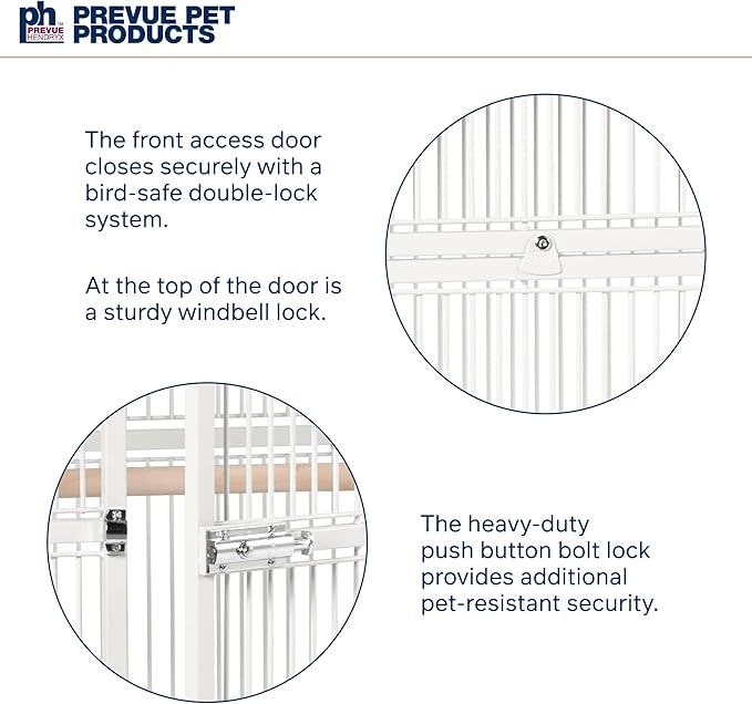 Prevue Hendryx Pet Products Wrought Iron Select Bird Cage 3153C, Chalk White, 30-Inch by 22-Inch by 63-Inch