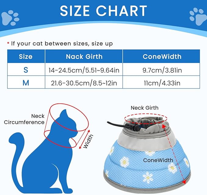 HAPPY HACHI Cat Cone Collar, Adjustable Cat Recovery Collar, Soft Pet Cone After Surgery Recovery Lightweight Elizabethan Collars for Kitten Puppy Anti Scratch