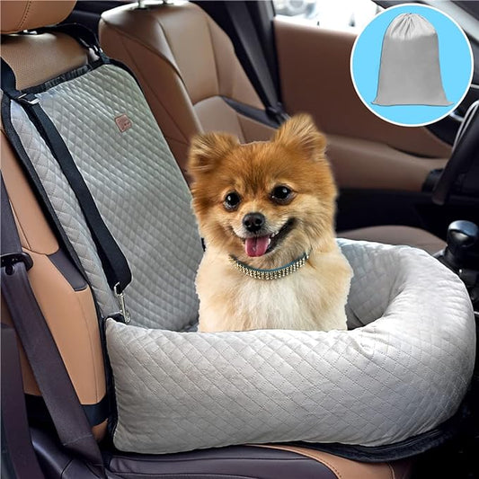 Dog Car Seat Pet Booster Seat Pet Travel Safety Car Seat,The Dog seat Made is Safe and Comfortable, and can be Disassembled for Easy Cleaning (Beige)