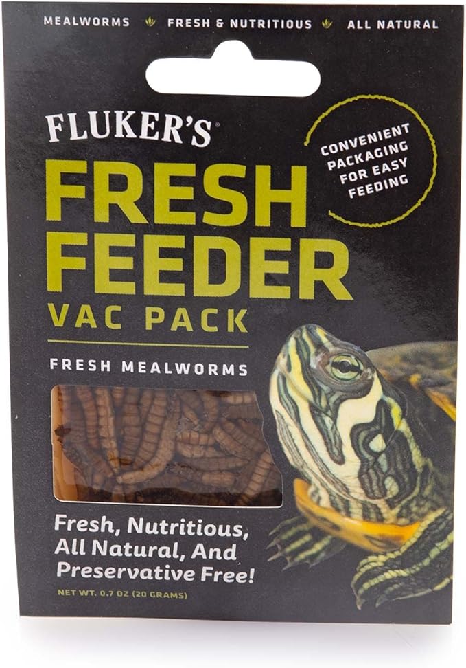 Fluker's Fresh Feeder Vac Pack Mealworms, All Natural and Preservative Free, Great for Insect Eating Reptiles, Birds, Tropical Fish or Small Animals, 0.7 oz