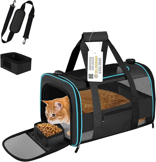 Large Cat Carrier Dog Carrier, Pet Carrier for Large Cats, Dog Carrier for Medium Small Dogs, Collapsible Soft Sided Pet Carrier for Cats Dogs Puppy of 25l bs, Black