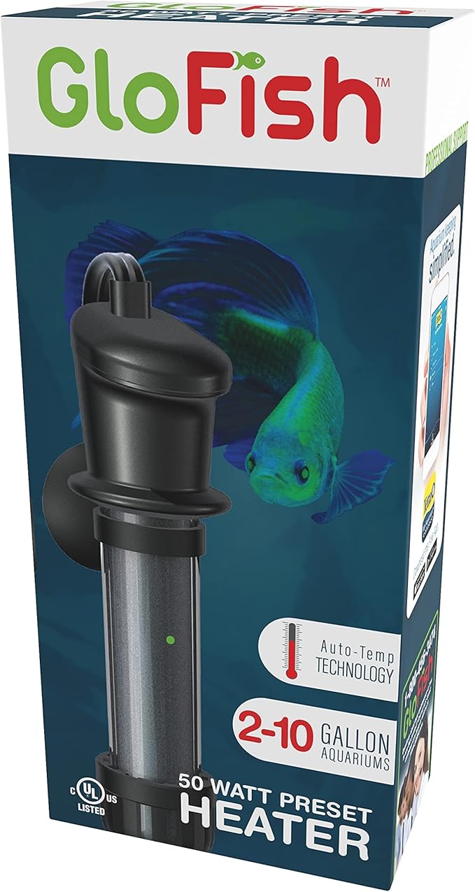 GloFish Submersible Heater 50 Watts, for Aquariums Up to 10 Gallons, UL Listed,BLACK