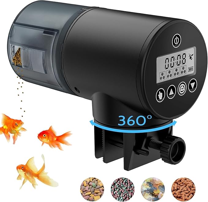 Automatic Fish Feeder,Btinf Adjustable Fish Feeder Dispenser,Vacation Auto Fish Feeder with LCD Display,Timer Fish Food Dispenser for Aquarium or Fish Tank