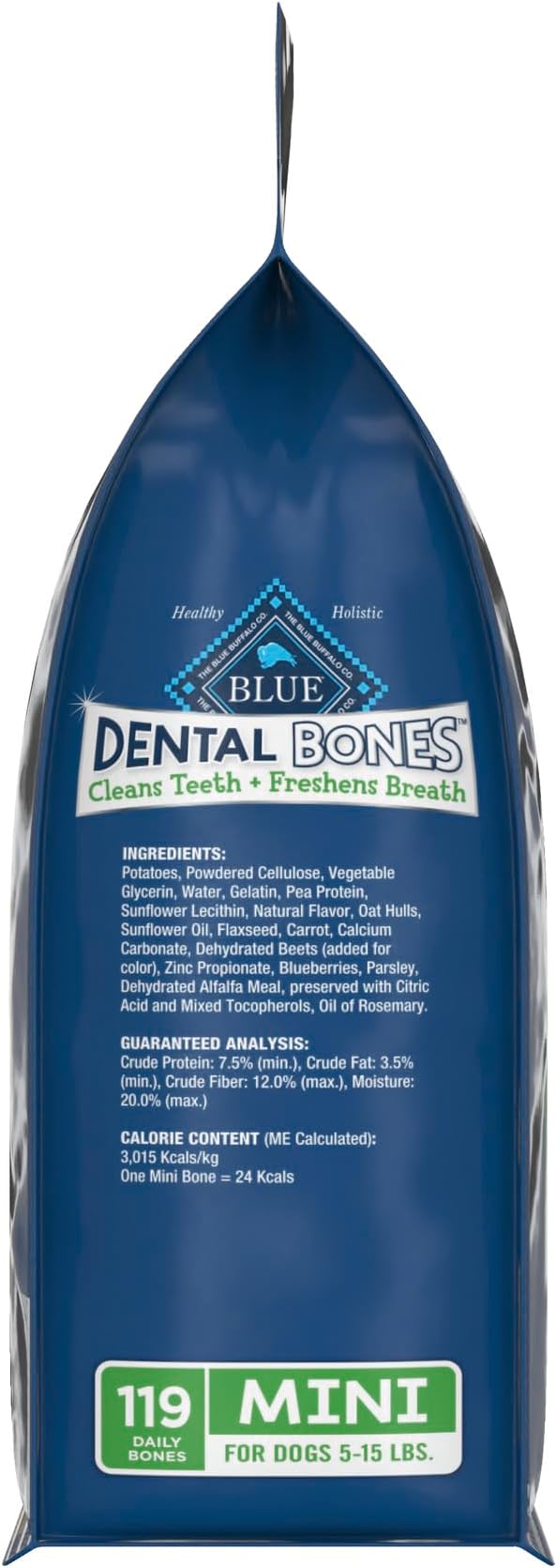 Blue Buffalo Dental Bones Mini Natural Dental Chew Dog Treats, (5-15 lbs) 36-oz Bag