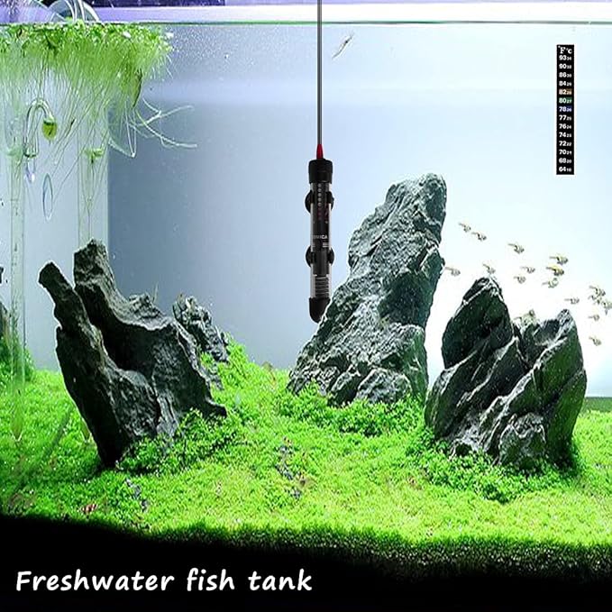 25W Small Aquarium Heater, Submersible Heater for Small Fish Tank (1-8 gallons) with Free Thermometer Sticker