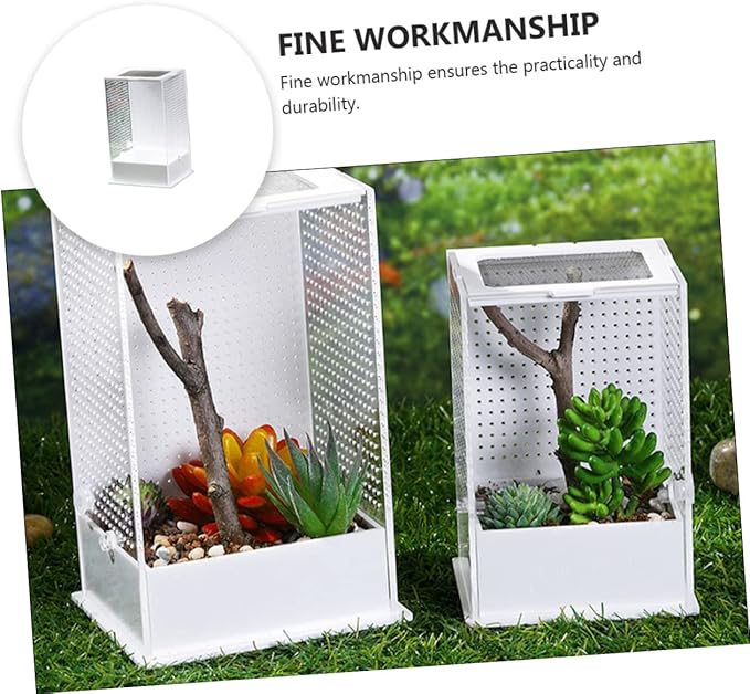 POPETPOP Reptichip 3 Pcs Villa Box Glass Containers Snail Terrarium Lizard Terrarium Lizard Reptile Container Shrimp Breeding Tank Snake Hatching Box White Acrylic Climbing Box Aquarium Reptisoil