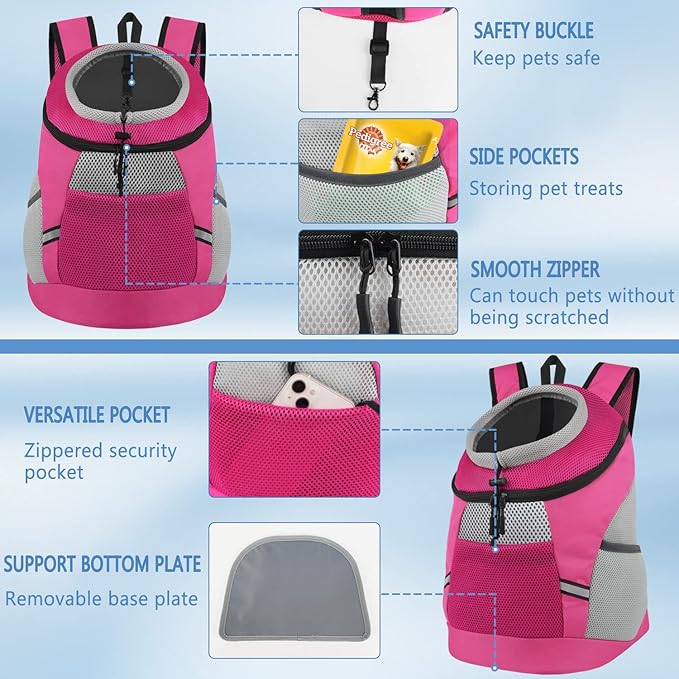 Dog Backpack Dog Carrier Backpack Pet Backpack Dog Carriers for Medium Breathable Pet Backpack Carrier Design with Reflective Safe Dog Backpack Carrier for Medium Medium Dogs Carrier Pink L