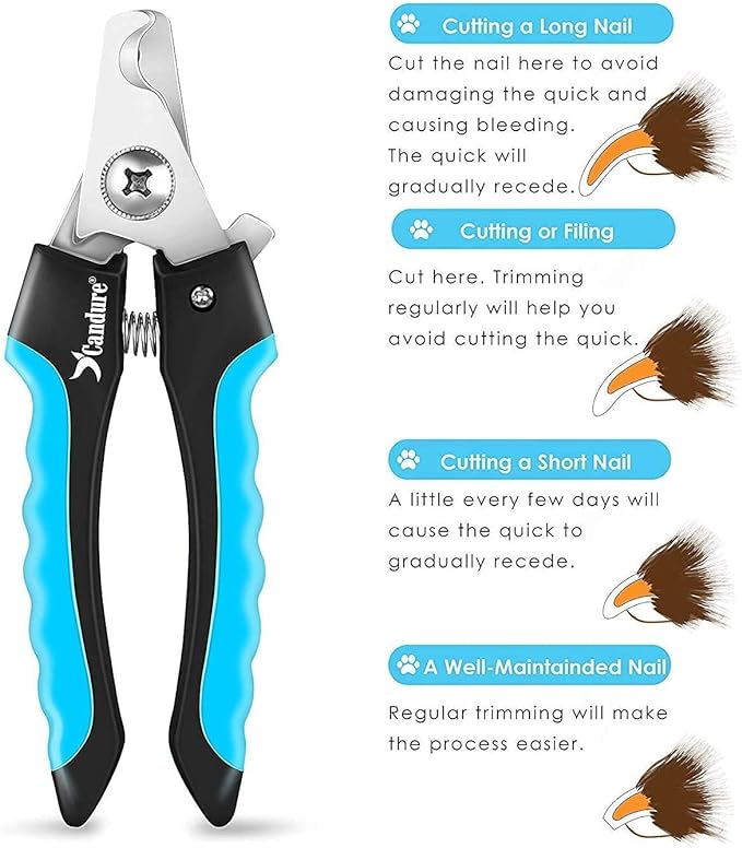 Candure Dog Nail Clippers Professional Pet Nail Clipper Suitable for Large to Medium Dogs, Cats, Rabbits and Guinea Pigs - Safety Lock/Protective Guard to Avoid Over Cutting