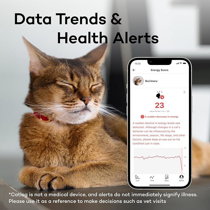 Smart Collar (Sakura, XL) - Smart Collar with a Breakaway Buckle, Healthcare Tracker for Indoor Cat, Live Behavior Tracking, Loss of Energy Alerts