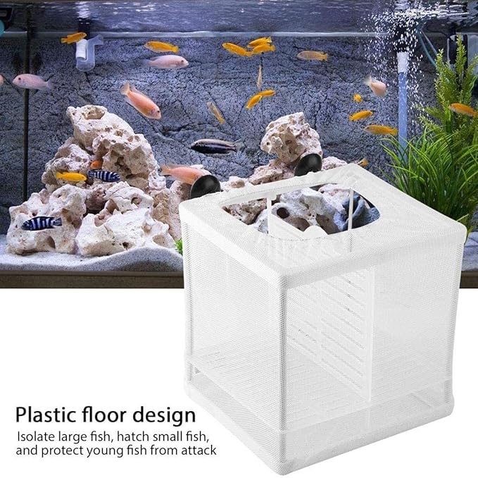 U/R Bbrand Aquarium Fish Breeder Box Fish Incubator Mesh Box Aquarium Breeding Hatchery Fish Tank Isolation Box Fish Breeder Box Young Fish Hatchery Incubator with Isolation Board (S)