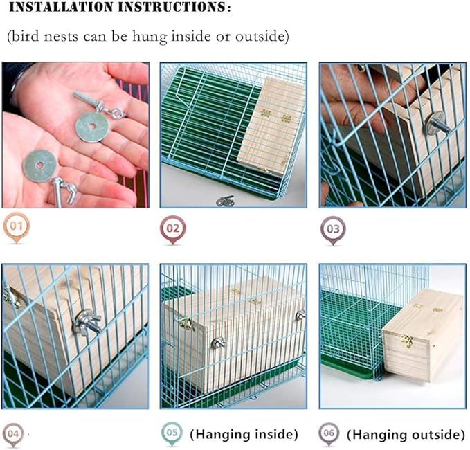 Pet Wood Parakeet Nest Box Bird House Breeding Nesting Bird Cage Box for Lovebirds Cockatiel Parrotlets