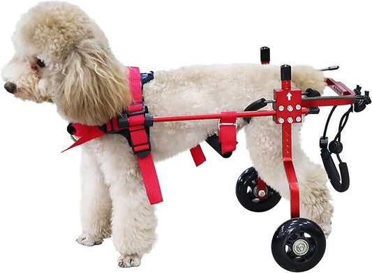 Adjustable Dog Wheelchair for Back Legs，Pet/Doggie Doggy Wheelchairs with Disabled Hind Legs Walking (XS-Red)