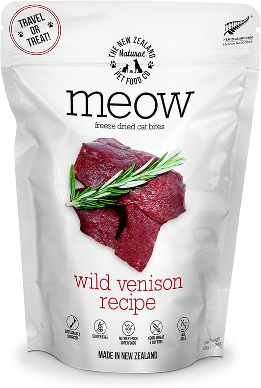 Meow Wild Venison Freeze Dried Raw Cat Food, Mixer, or Topper, or Treat - High Protein, Natural, Limited Ingredient Recipe 1.76 oz