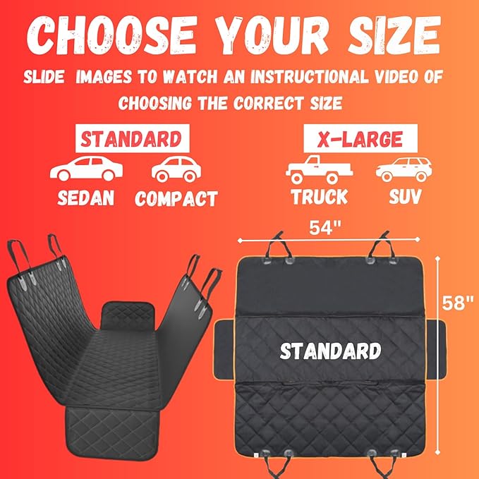 Dog Car Seat Cover for Back Seat for Cars & SUVs - Durable Pet Car Seat Cover Backseat Protector, Nonslip Dog Hammock for Car, Waterproof Scratchproof Rear Seat Cover Against Dirt, Fur, W/Side Flaps