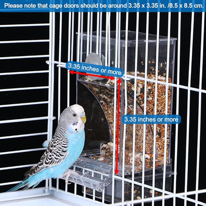 Hamiledyi No Mess Bird Feeders Automatic Parrot Feeder Drinker Acrylic Seed Food Container Parakeet Water Dispenser Cage Accessories for Lovebirds Budgies Canary Finch