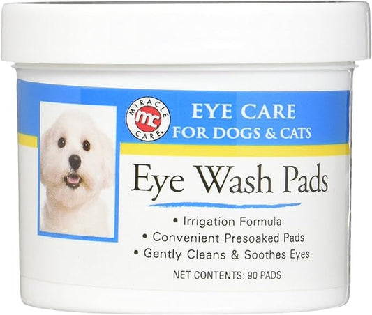 Eye Wash Pads - 90 count; Eye Care for Dogs and Cats, Soft Pet Wipes for Gently Cleaning Eyes, Sterile Cat and Dog Wipes Formulated to Remove Eye Debris