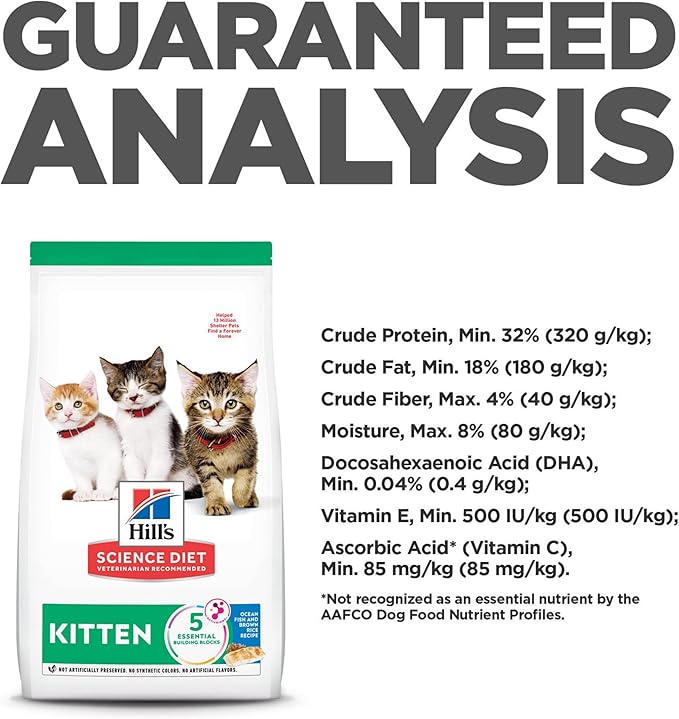 Hill's Science Diet Kitten, Kitten Premium Nutrition, Dry Cat Food, Ocean Fish & Brown Rice, 7 lb Bag