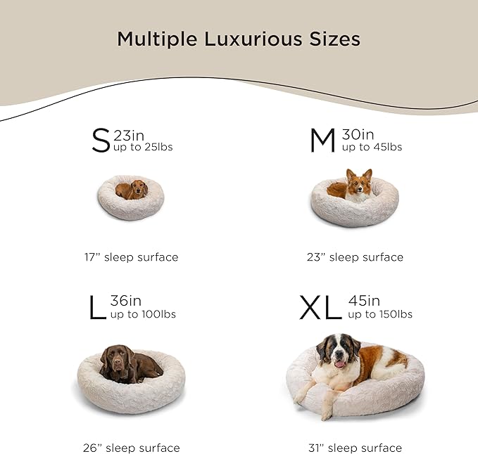 Best Friends by Sheri The Original Calming Donut Cat and Dog Bed in Lux Fur Oyster, Medium 30"