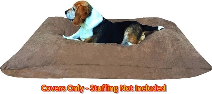 Dogbed4less Do It Yourself DIY Pet Bed Pillow Duvet Suede Cover + Waterproof Internal case for Dog/Cat at Large 48"X29" Brown Color - Covers only