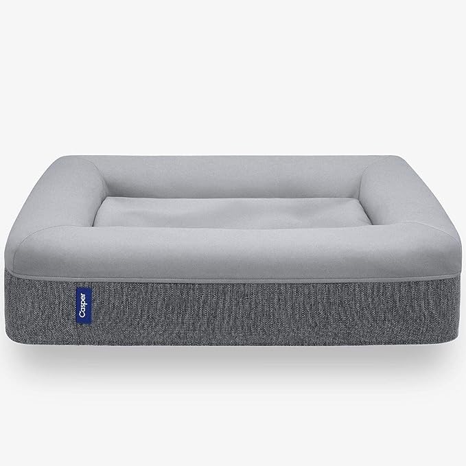 Casper Dog Bed, Plush Memory Foam, Small, Gray, 26.0"L x 19.0"W x 6.0"Th