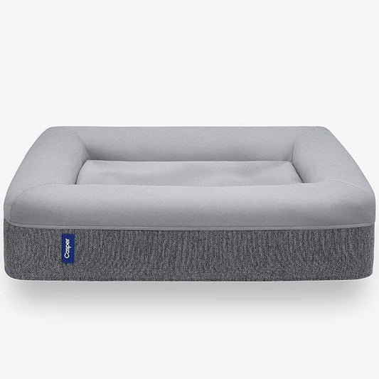 Casper Dog Bed, Plush Memory Foam, Small, Gray, 26.0"L x 19.0"W x 6.0"Th