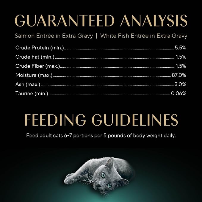 Sheba Gravy Indulgence Adult Wet Cat Food (24 Count, 48 Servings), Salmon Entrée in Extra Gravy and White Fish Entrée in Extra Gravy Variety Pack, Easy Peel Twin-Pack Trays