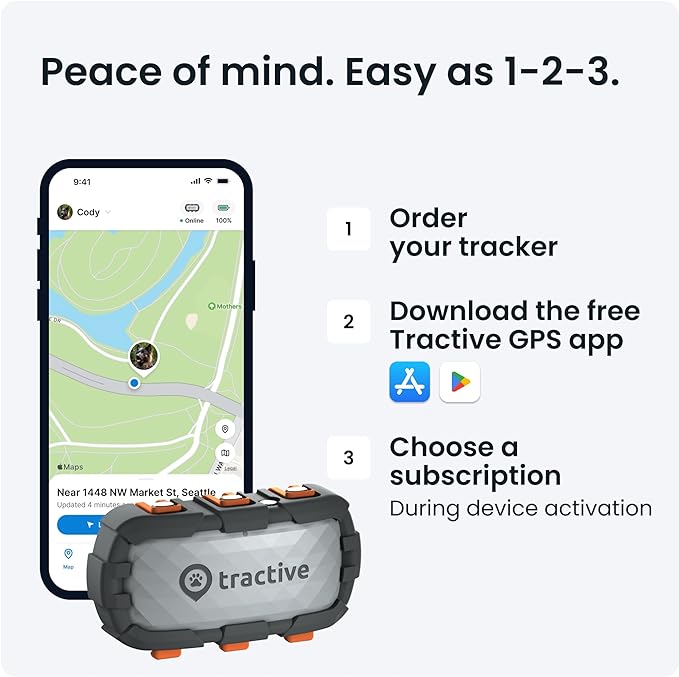 Tractive XL GPS Tracker & Health Monitoring for Dogs (50 lbs+) - Market Leading Pet GPS Location Tracker | Wellness & Escape Alerts | Waterproof | Works with Any Collar (Adventure Edition)