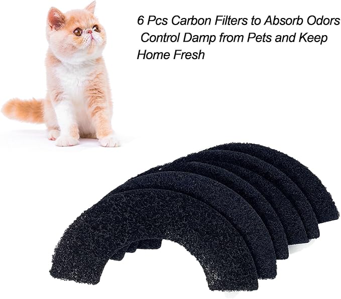 6 Pcs Carbon Filters Compatible with Litter-Robot 4 Litter Box Filter to Absorb Odors Control Damp from Pets and Keep Home Fresh