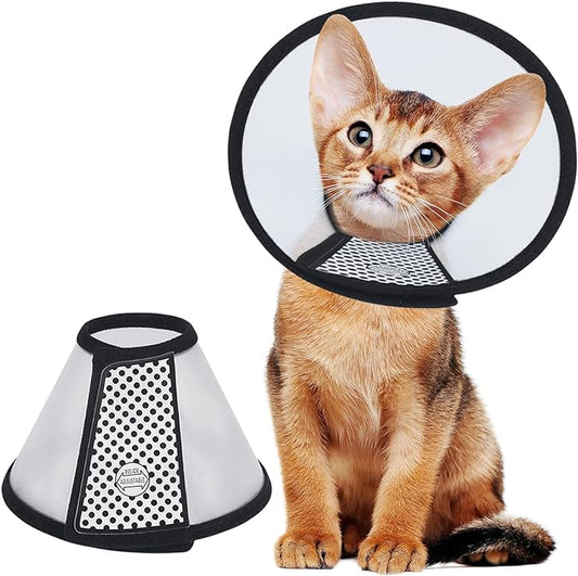 Vivifying Cat Cone, Adjustable Recovery Pet Cone, 6.1 Inches Lightweight Plastic Elizabethan Collar for Small Cats, Kittens and Rabbits (Black)