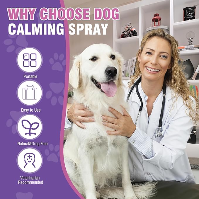 Dog Pheromone Calming Spray 2Pack Relief Stress & Anxiety - Pheromone Spray for Dog New Environment Anxiety and Stress Relief Calming Care for Small/Medium/Large Dogs Travel Home Vet Visits Fireworks