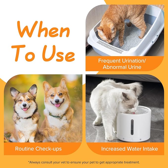 Easy@Home Pet Diabetes UTI Urine Test Strips 50 Counts, 10-in-1 Dog & Cat Urinalysis Kit Testing Glucose/Blood/Ketone/Bilirubin/pH/Protein/Urobilinogen/Nitrite/Leukocytes/SG