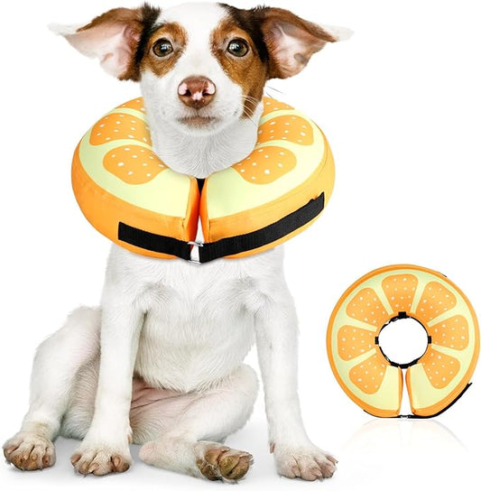 Sivomens Dog Cone, Protective Inflatable Dog Collar for Medium Dogs, Soft Adjustable Pet Recovery Cone After Surgery, Washable Dog Donut Collar Prevents Licking Wounds & No Blocking Vision, M(9"-12")