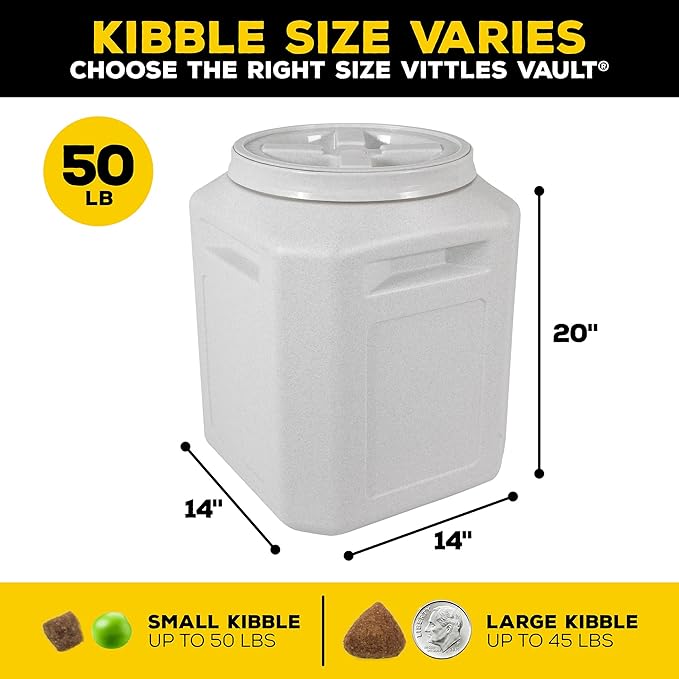 Gamma2 Vittles Vault Dog Food Storage Container, Up To 50 Pounds Dry Pet Food Storage, Made in USA